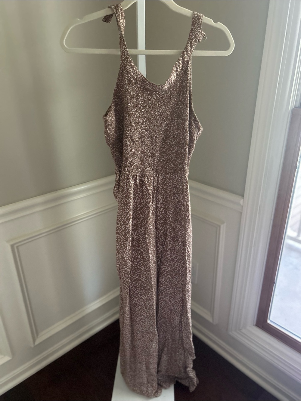 Jessica Simpson Mauve Floral Sleeveless Wide-Leg Jumpsuit